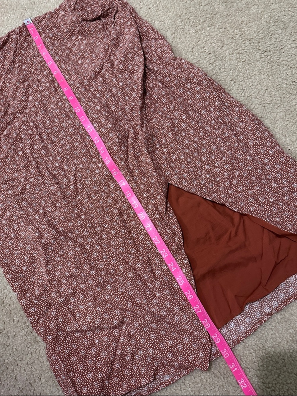 Abercrombie & Fitch Rust Floral Faux Wrap Midi Skirt - Picture 7 of 11